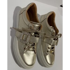 J/Slides Zorro platform sneaker gold metallic leather w/ Buckle Size 8